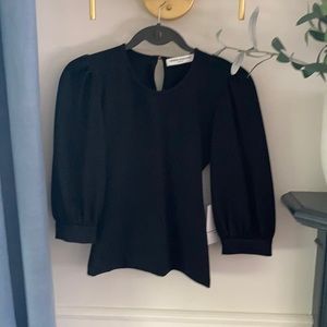 Amanda Uprichard black puffed sleeve blouse